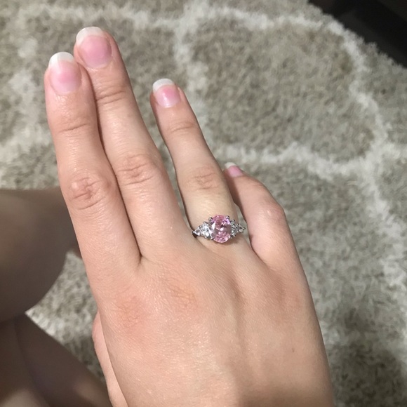 NEW Zircon Ring Silver/Rose Filled Crystal - Picture 4 of 4
